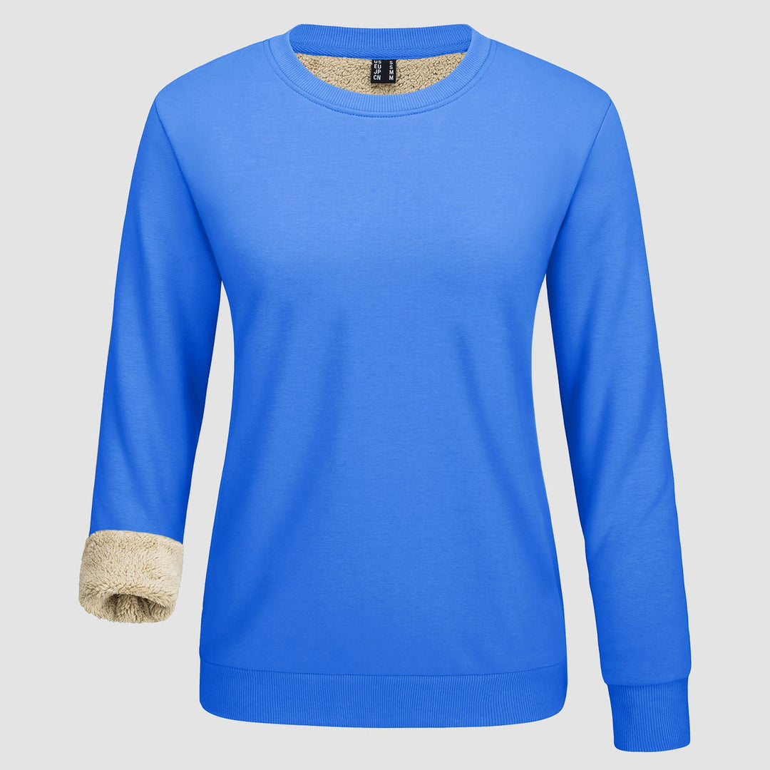 Dames-sweatshirt met fleecevoering en ronde hals