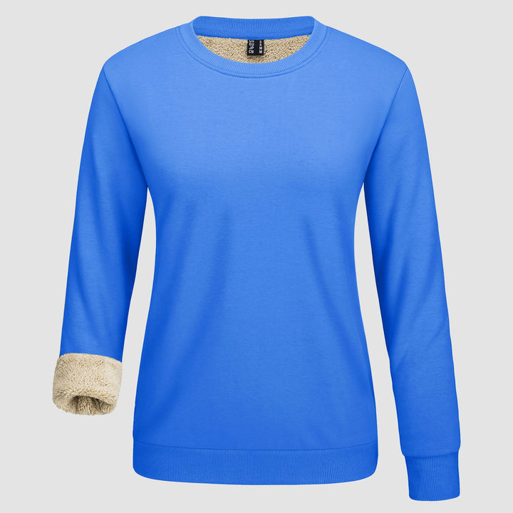 Dames-sweatshirt met fleecevoering en ronde hals