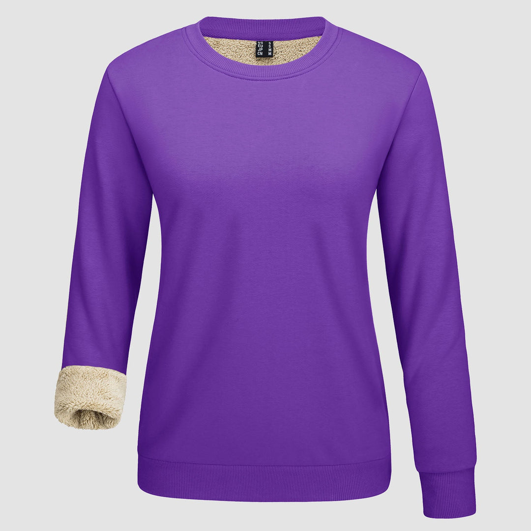 Dames-sweatshirt met fleecevoering en ronde hals