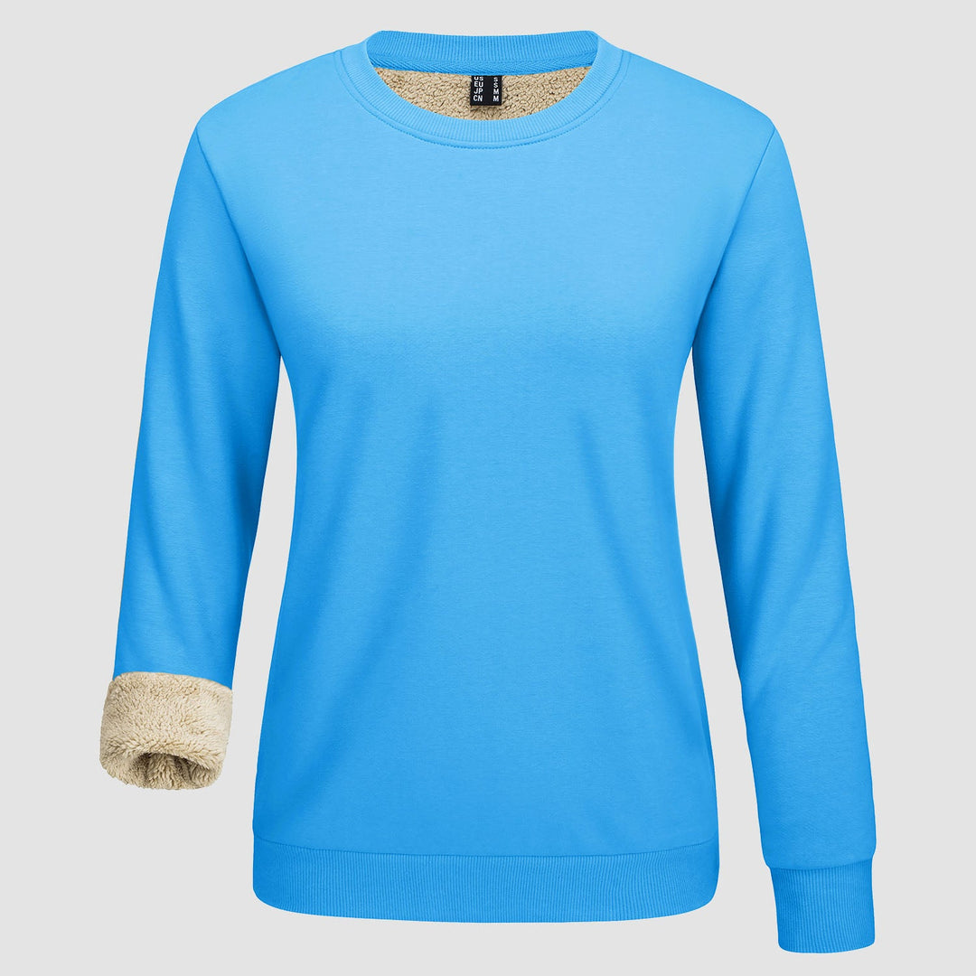 Dames-sweatshirt met fleecevoering en ronde hals