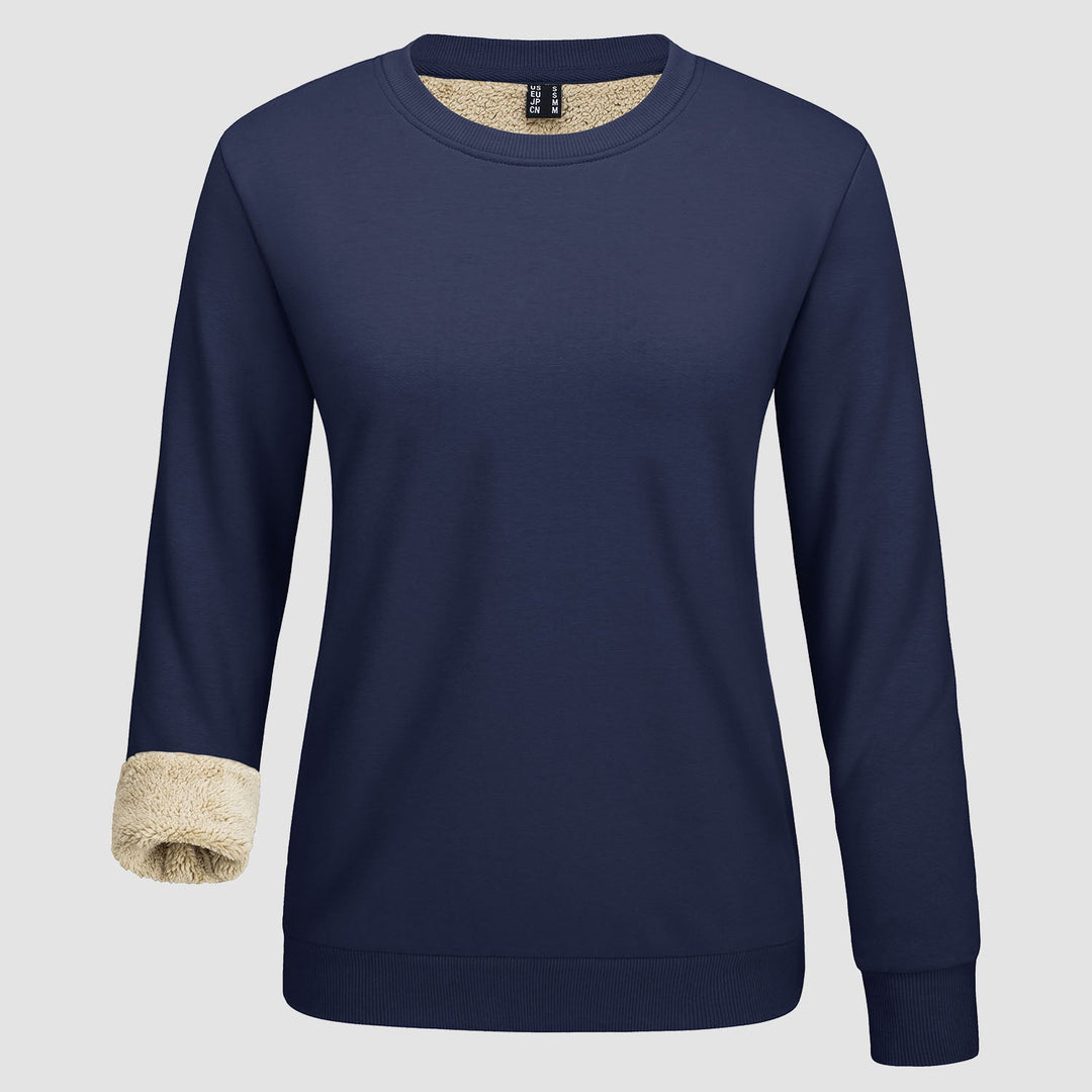 Dames-sweatshirt met fleecevoering en ronde hals