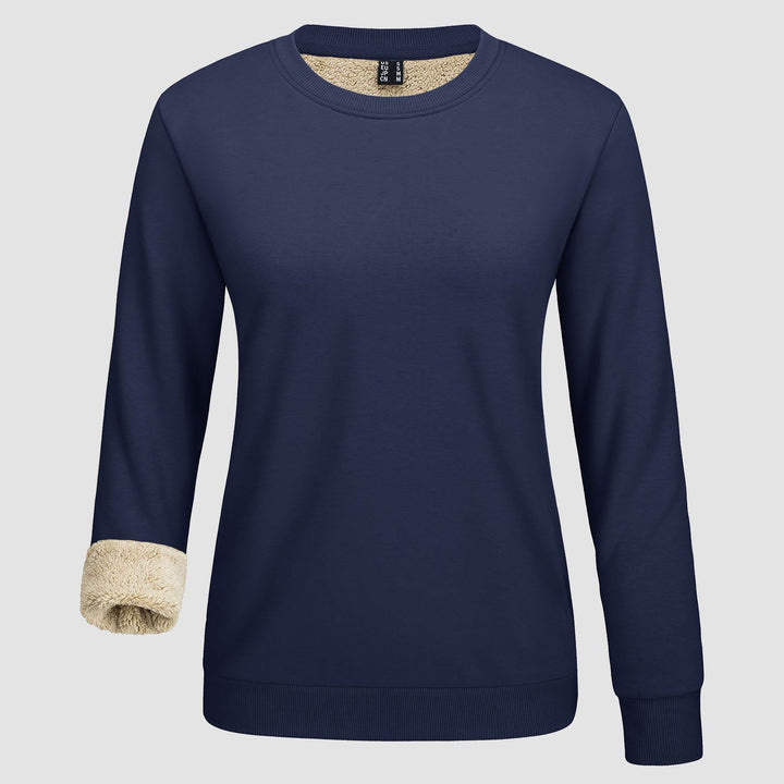 Dames-sweatshirt met fleecevoering en ronde hals