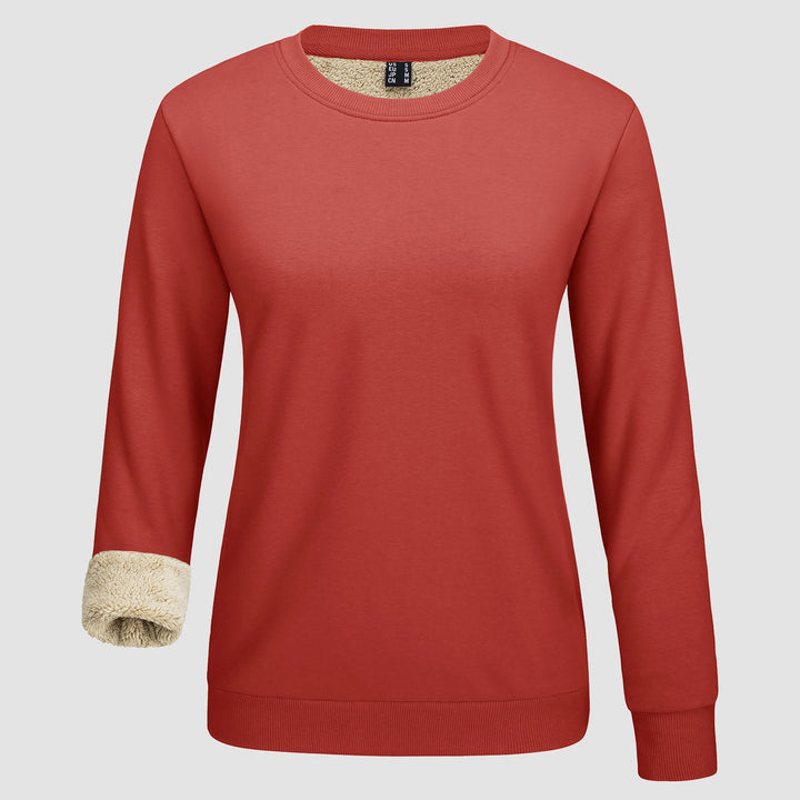 Dames-sweatshirt met fleecevoering en ronde hals