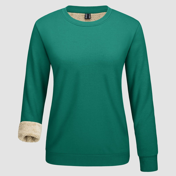 Dames-sweatshirt met fleecevoering en ronde hals