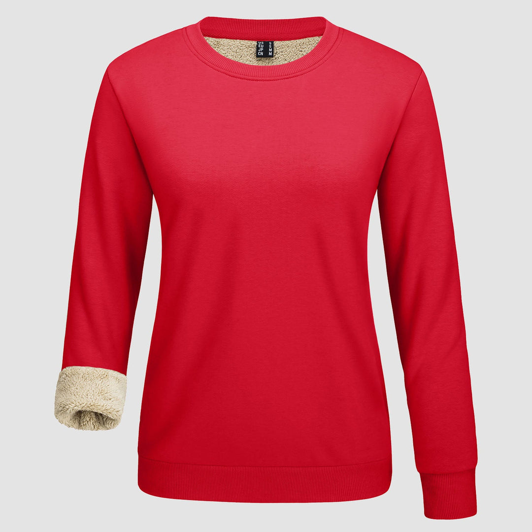 Dames-sweatshirt met fleecevoering en ronde hals