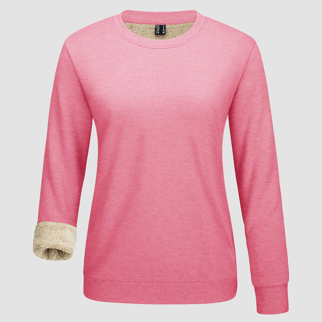 Dames-sweatshirt met fleecevoering en ronde hals