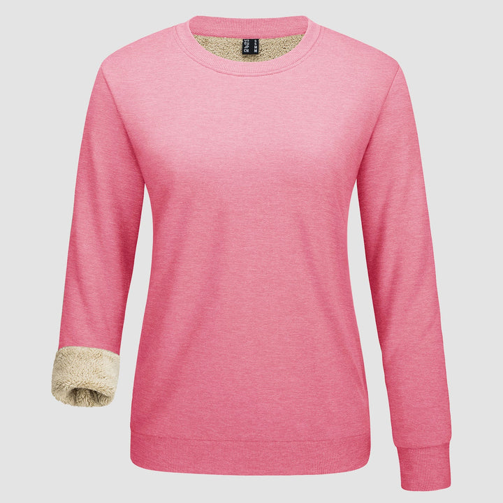 Dames-sweatshirt met fleecevoering en ronde hals