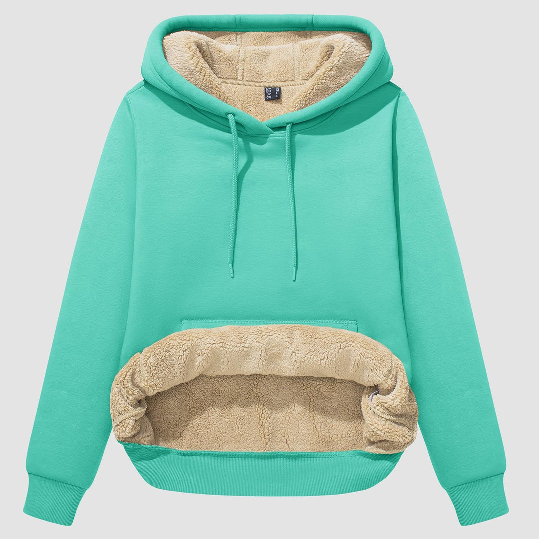 Sweat à Capuche Femme Doublé Sherpa avec Poche Kangourou