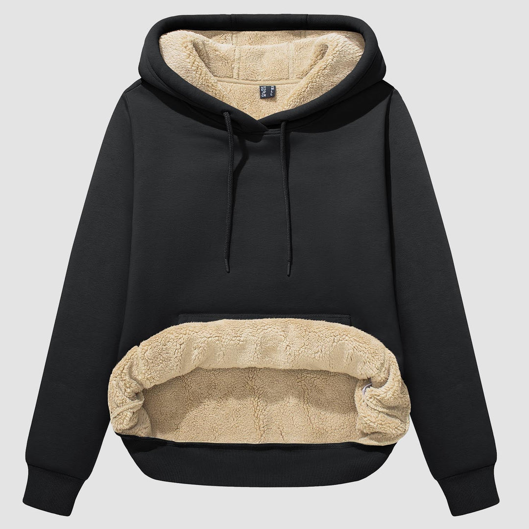 Sweat à Capuche Femme Doublé Sherpa avec Poche Kangourou