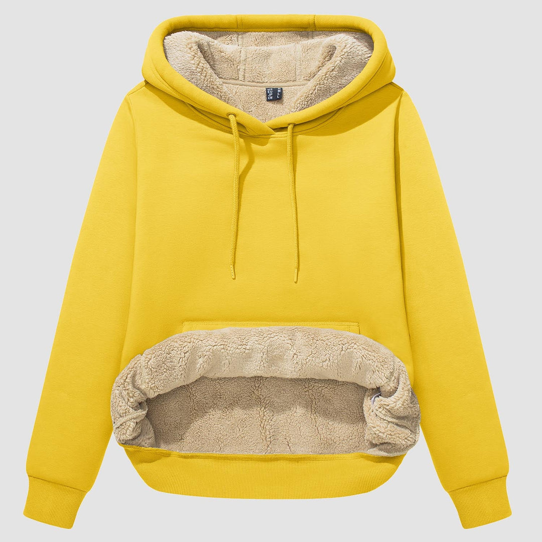 Sweat à Capuche Femme Doublé Sherpa avec Poche Kangourou