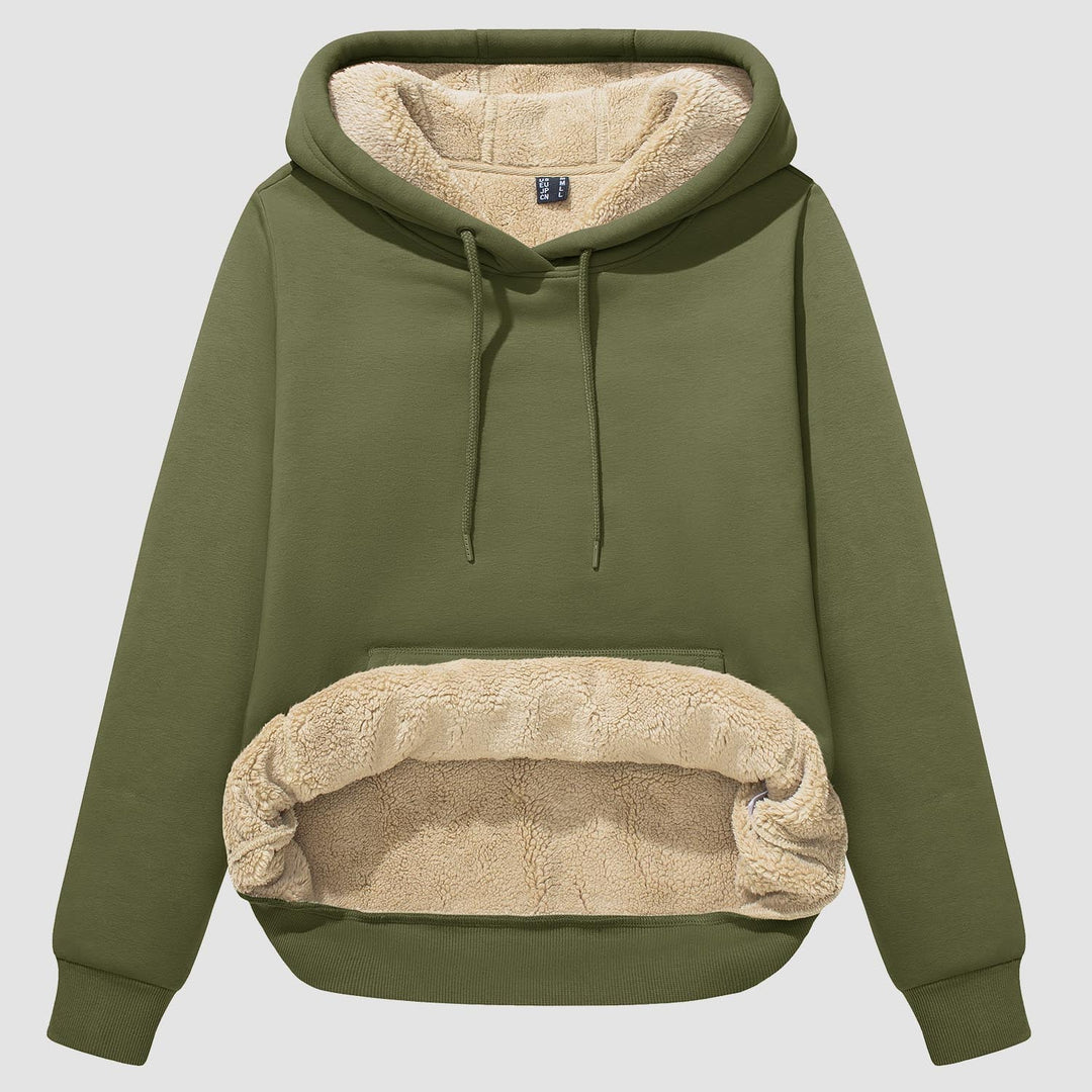 Sweat à Capuche Femme Doublé Sherpa avec Poche Kangourou