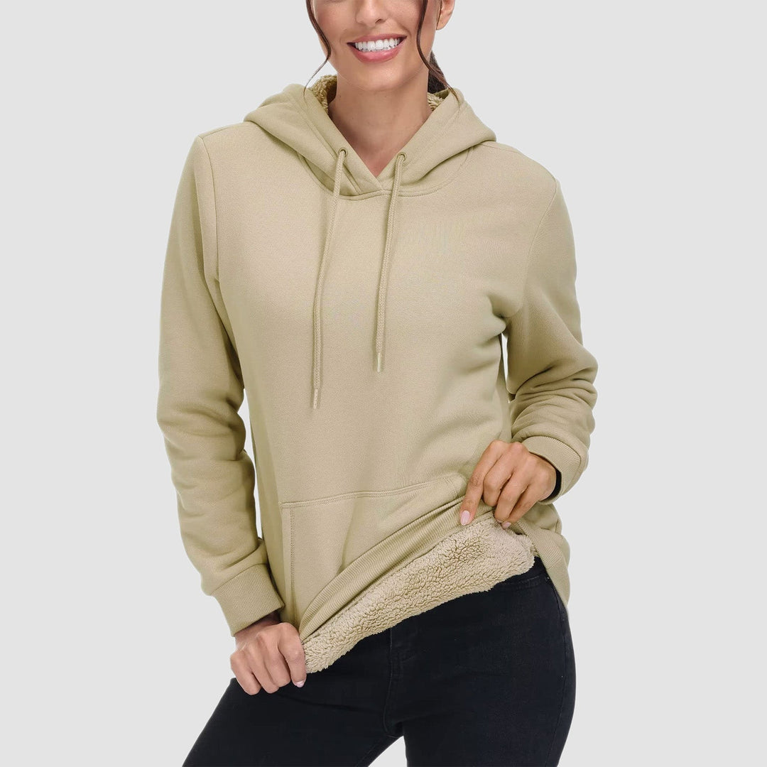 Sweat à Capuche Femme Doublé Sherpa avec Poche Kangourou