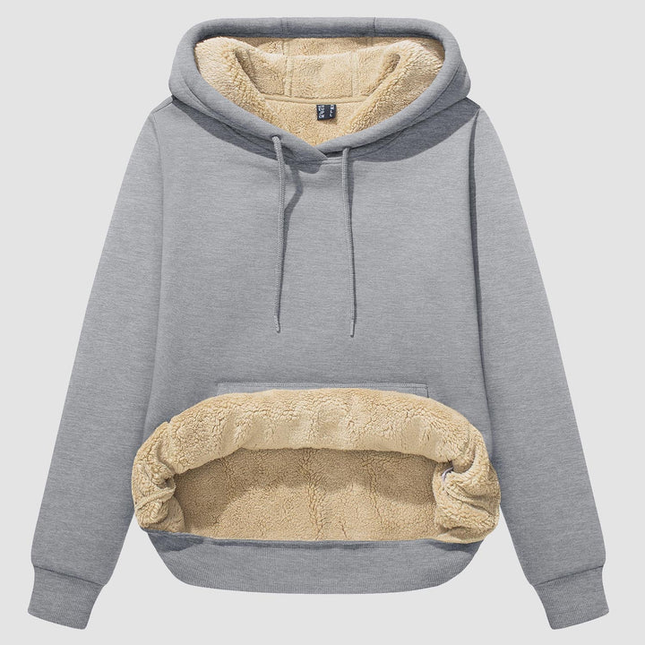Sweat à Capuche Femme Doublé Sherpa avec Poche Kangourou