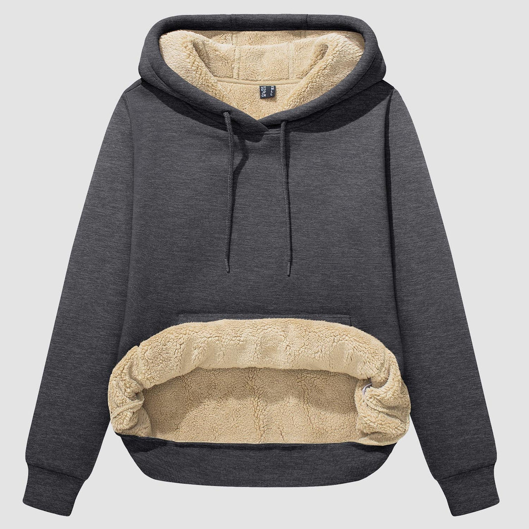 Sweat à Capuche Femme Doublé Sherpa avec Poche Kangourou