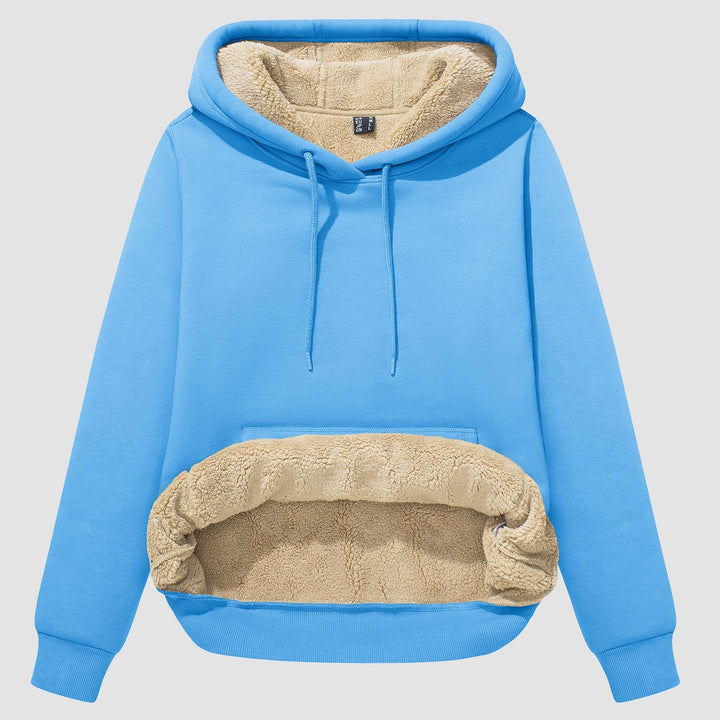 Sweat à Capuche Femme Doublé Sherpa avec Poche Kangourou