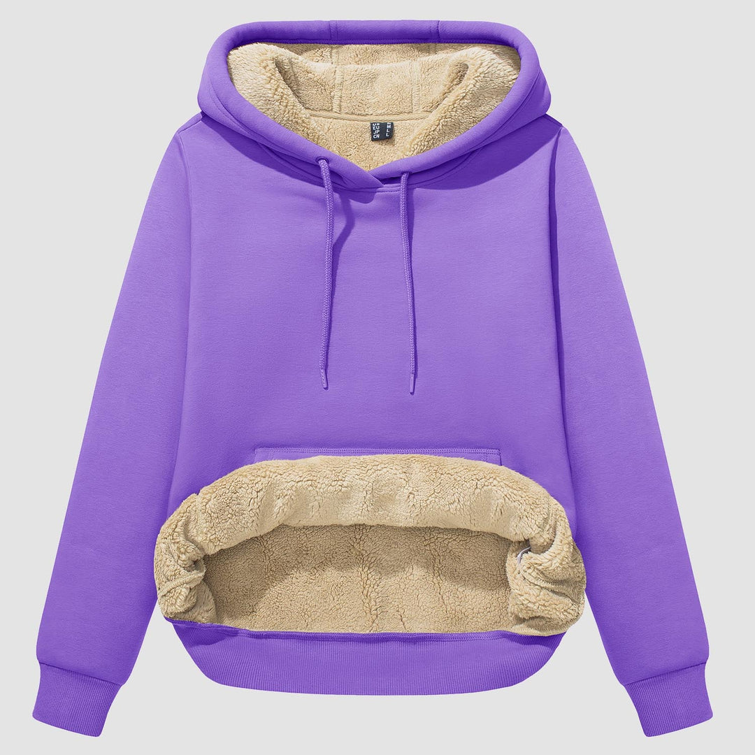 Sweat à Capuche Femme Doublé Sherpa avec Poche Kangourou