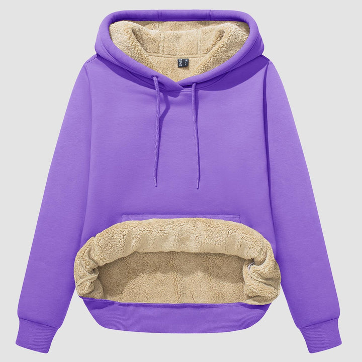 Sweat à Capuche Femme Doublé Sherpa avec Poche Kangourou