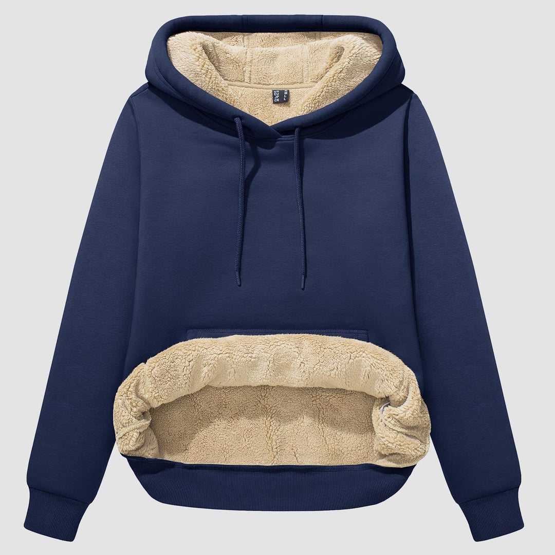 Sweat à Capuche Femme Doublé Sherpa avec Poche Kangourou