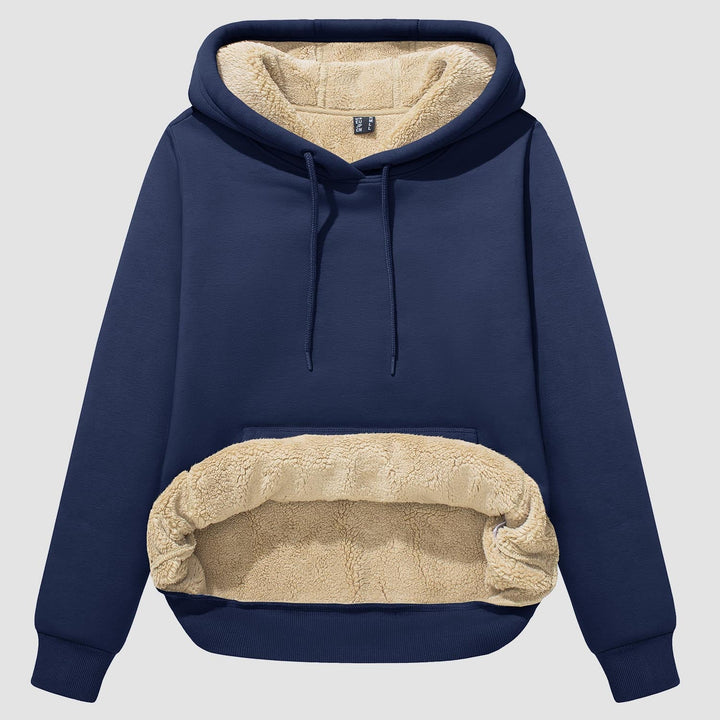 Sweat à Capuche Femme Doublé Sherpa avec Poche Kangourou