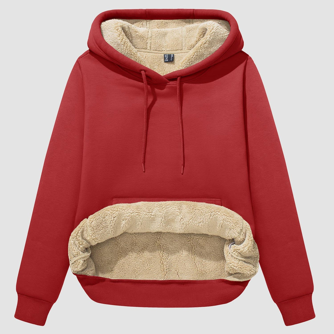 Sweat à Capuche Femme Doublé Sherpa avec Poche Kangourou
