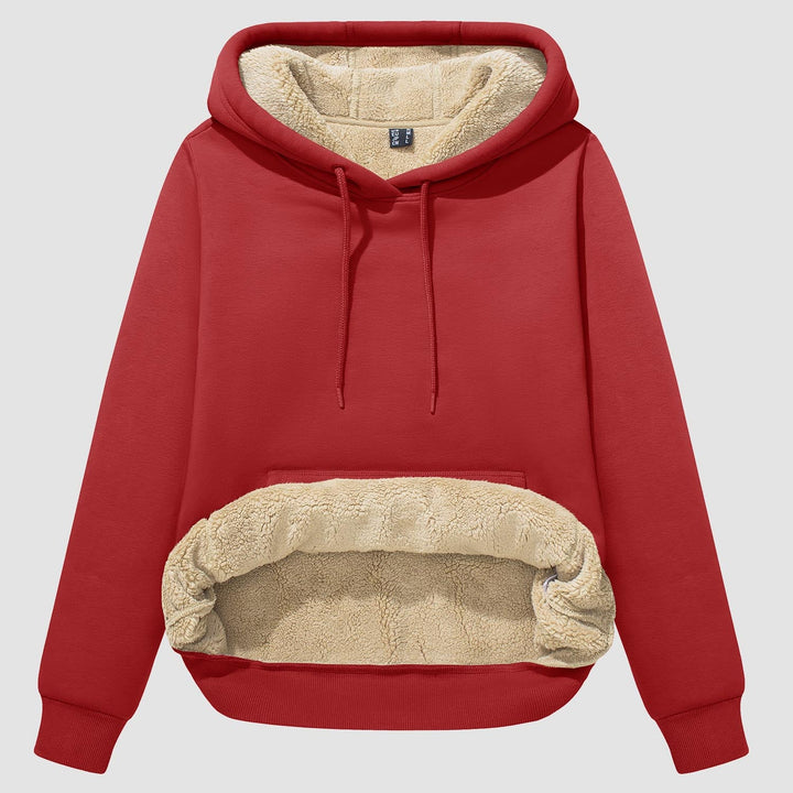 Sweat à Capuche Femme Doublé Sherpa avec Poche Kangourou