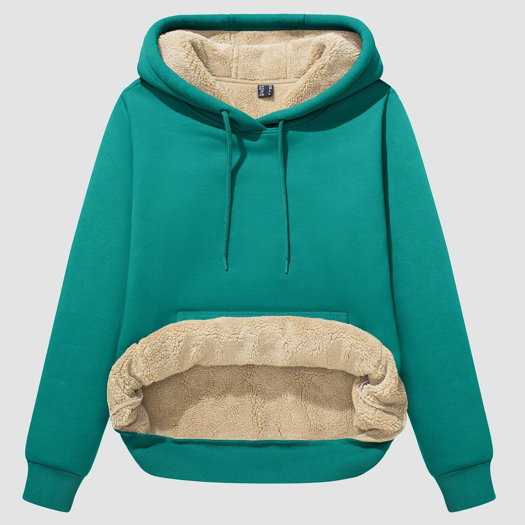Sweat à Capuche Femme Doublé Sherpa avec Poche Kangourou