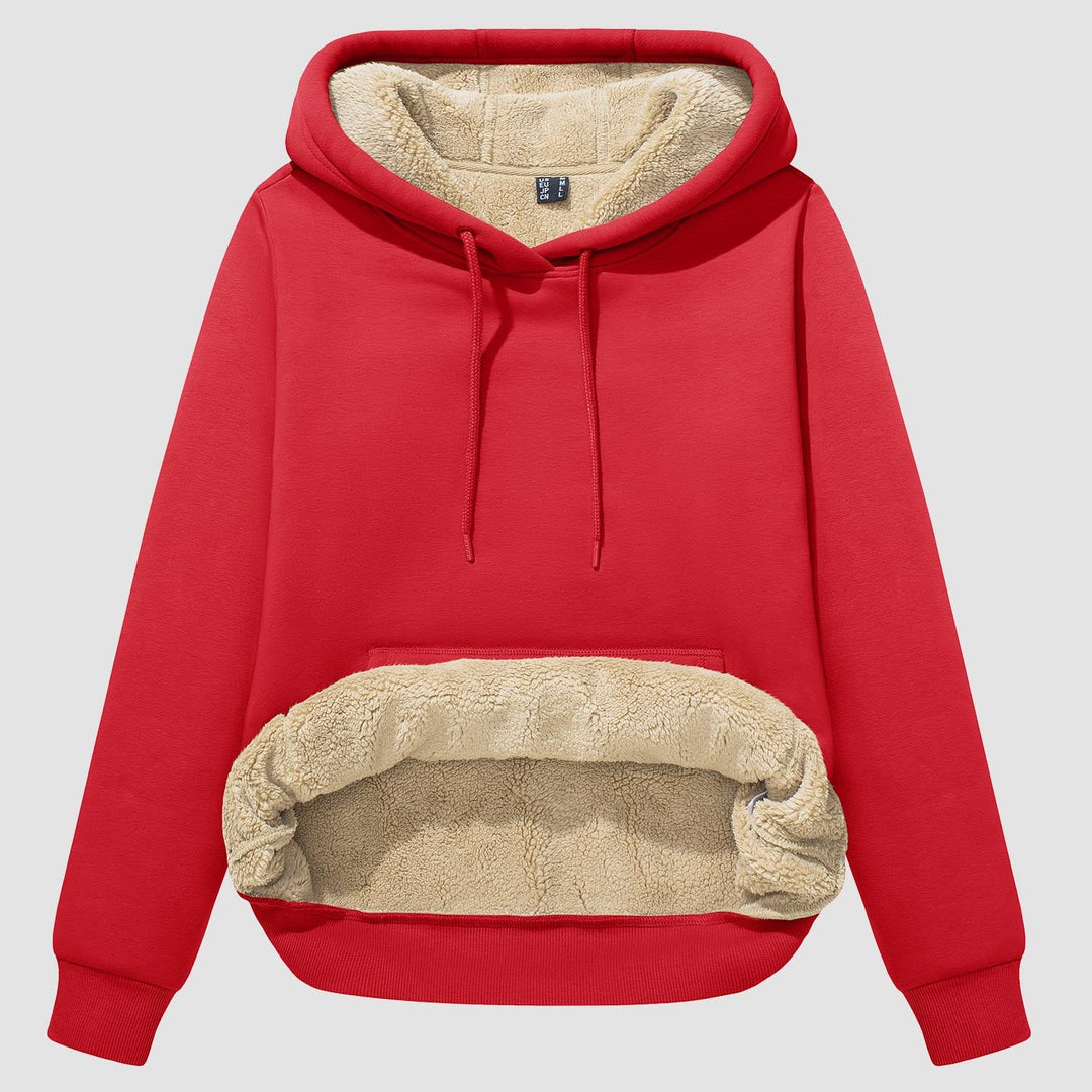 Sweat à Capuche Femme Doublé Sherpa avec Poche Kangourou