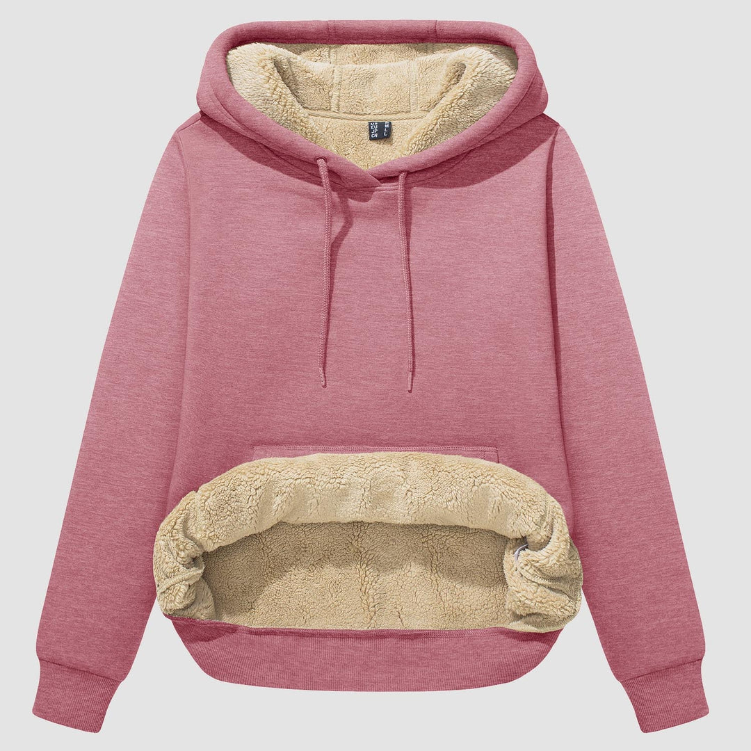 Sweat à Capuche Femme Doublé Sherpa avec Poche Kangourou