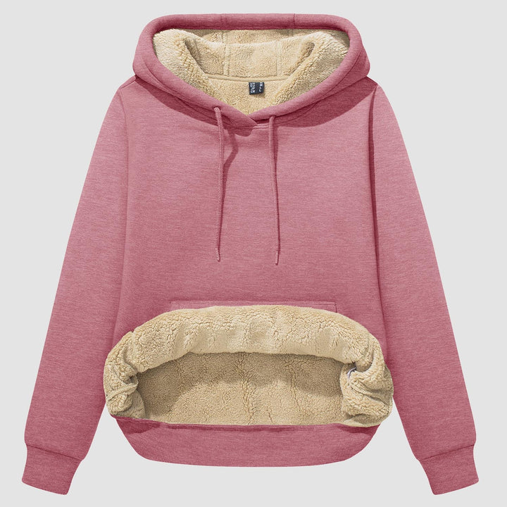 Sweat à Capuche Femme Doublé Sherpa avec Poche Kangourou