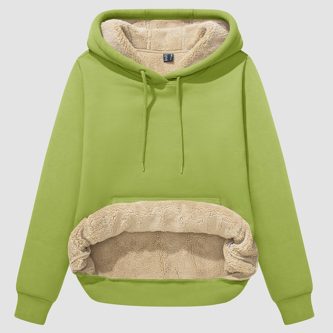 Sweat à Capuche Femme Doublé Sherpa avec Poche Kangourou