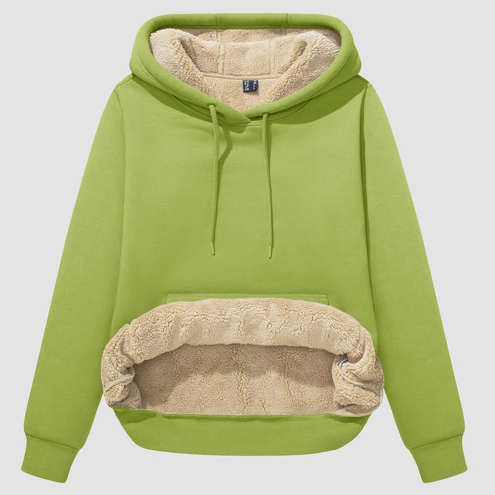 Sweat à Capuche Femme Doublé Sherpa avec Poche Kangourou