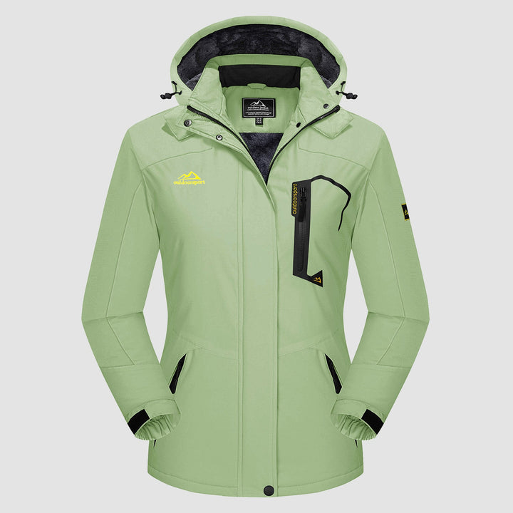 Veste de Ski Femme Doublée Polaire Imperméable Col Montant