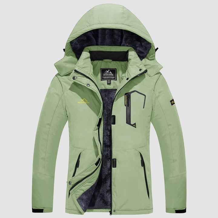 Veste de Ski Femme Doublée Polaire Imperméable Col Montant