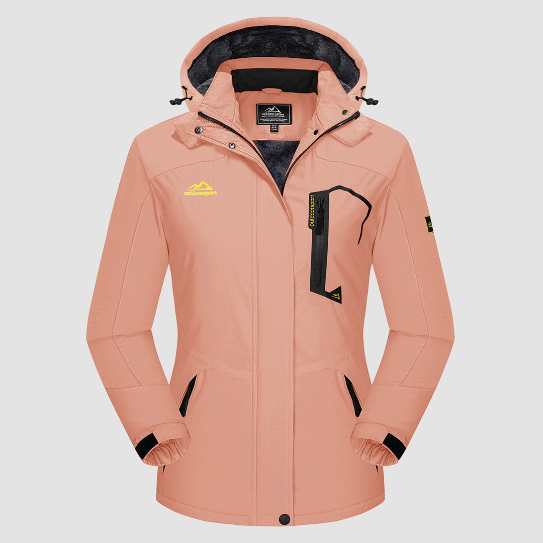 Veste de Ski Femme Doublée Polaire Imperméable Col Montant