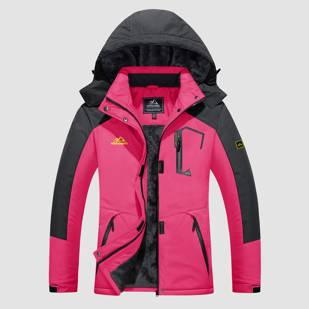 Veste de Ski Femme Doublée Polaire Imperméable Col Montant