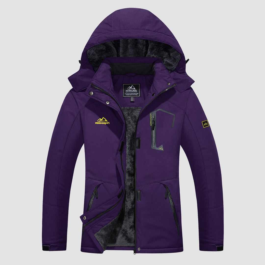 Veste de Ski Femme Doublée Polaire Imperméable Col Montant