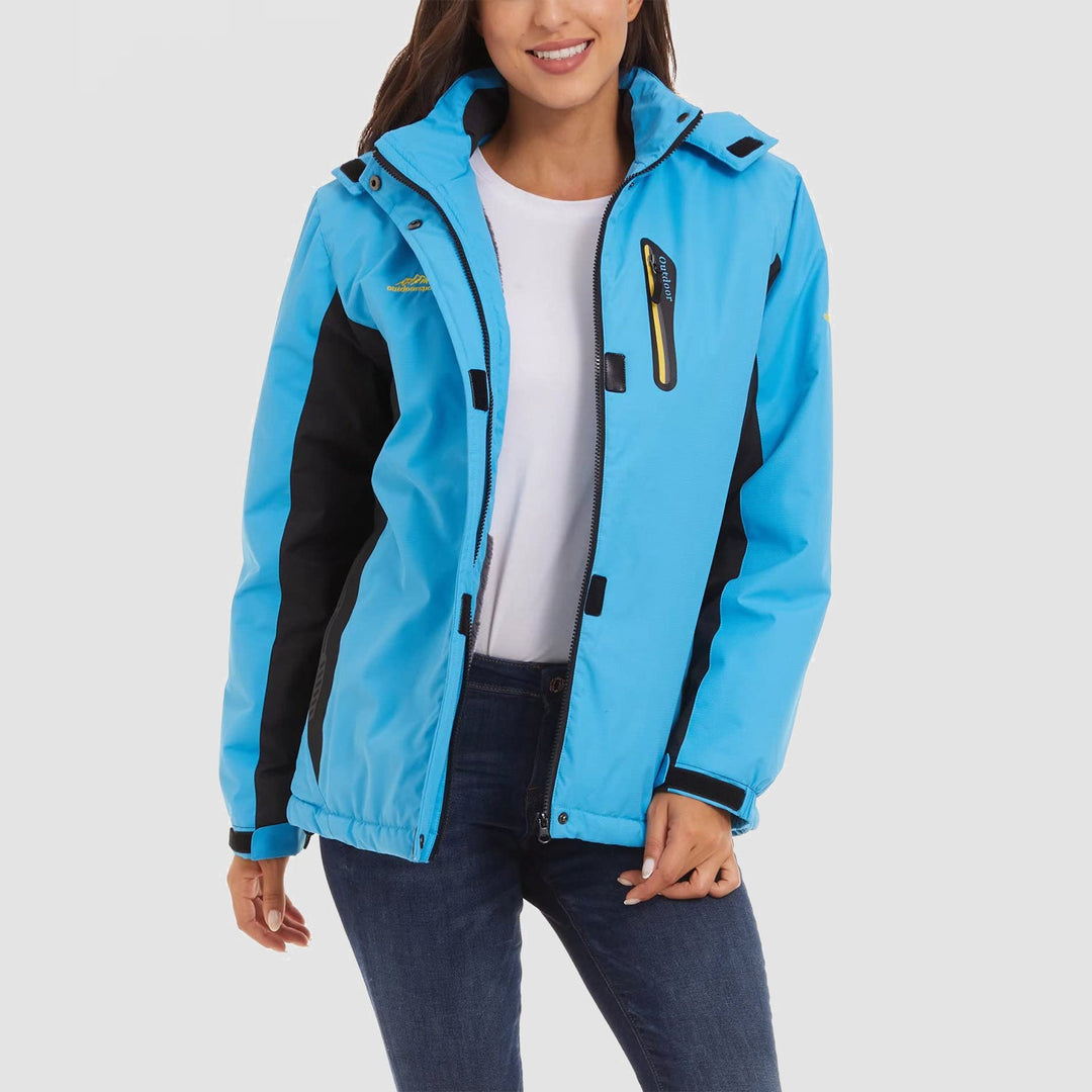 Veste de Ski Femme Imperméable Doublée Polaire à Capuche