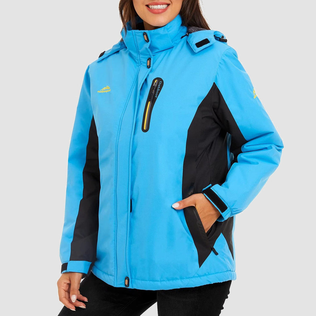 Veste de Ski Femme Imperméable Doublée Polaire à Capuche