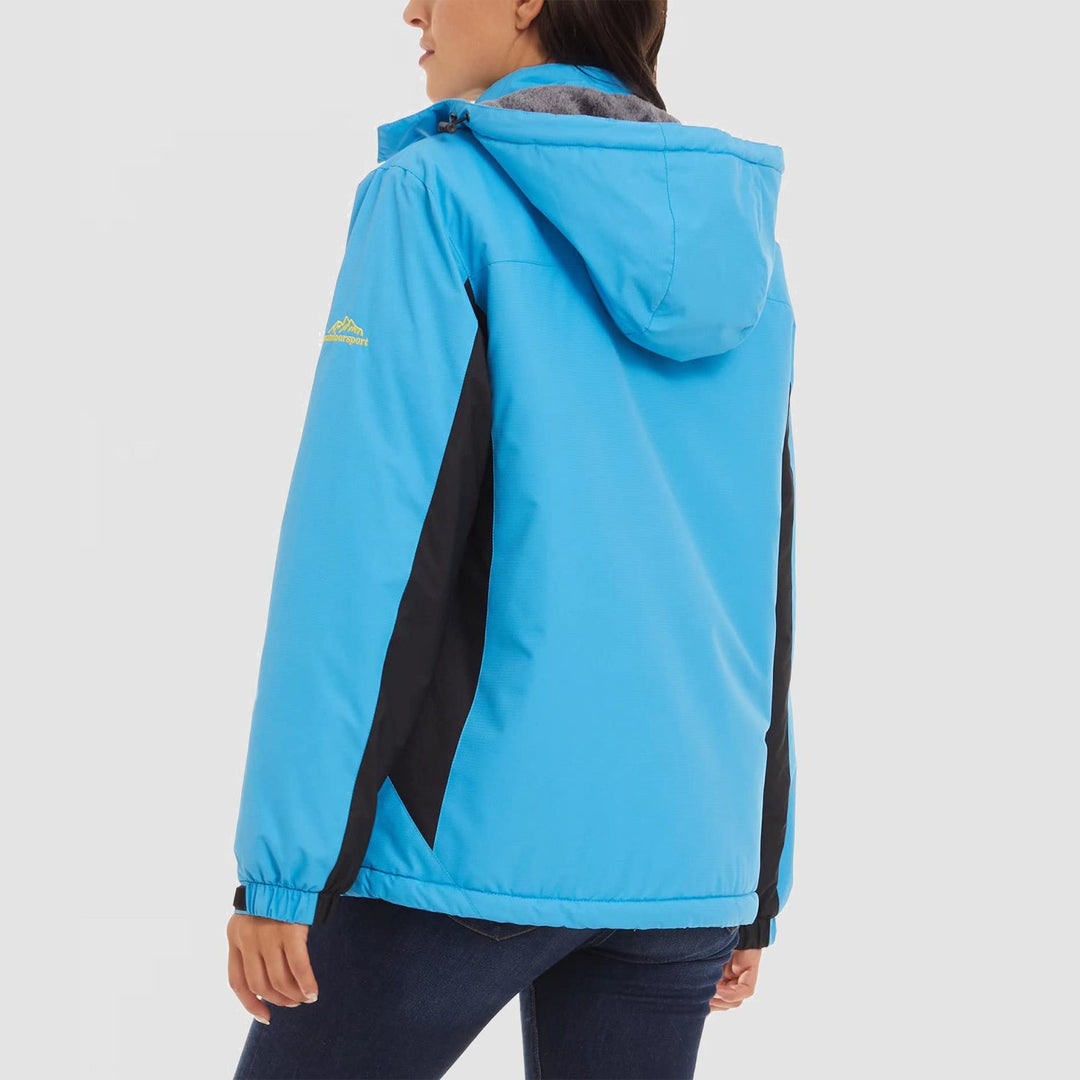 Veste de Ski Femme Imperméable Doublée Polaire à Capuche
