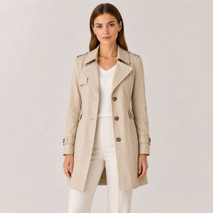 Trench Léger Femme – Col Classique Coupe Cintrée
