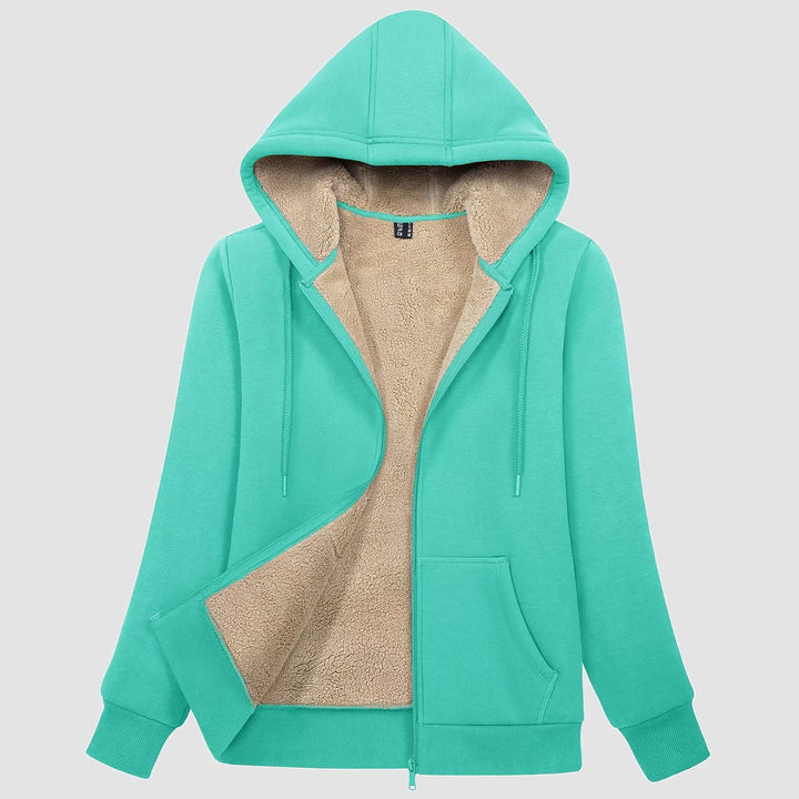 Sweat à Capuche Femme Doublé Sherpa Zippé avec Poches
