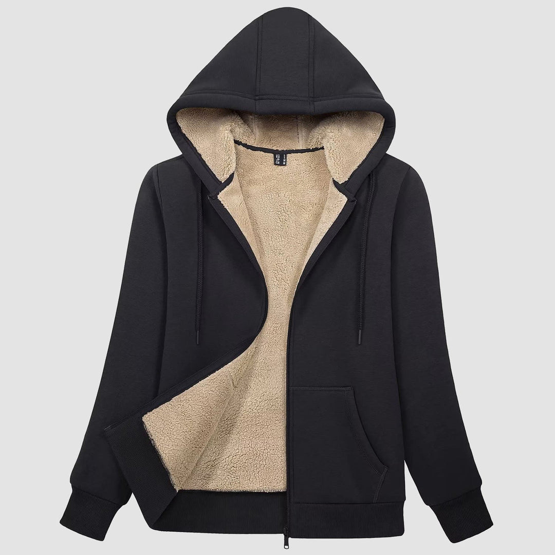 Sweat à Capuche Femme Doublé Sherpa Zippé avec Poches