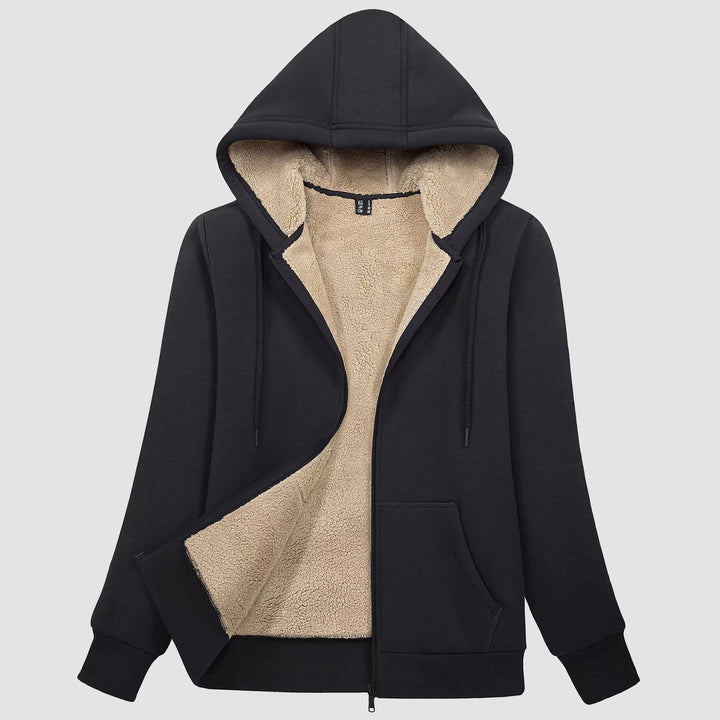 Sweat à Capuche Femme Doublé Sherpa Zippé avec Poches