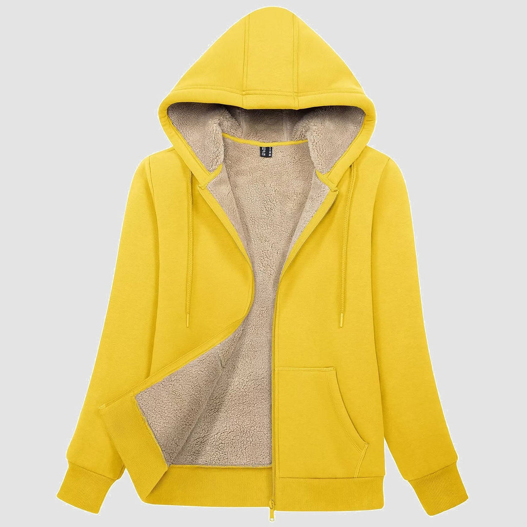 Sweat à Capuche Femme Doublé Sherpa Zippé avec Poches