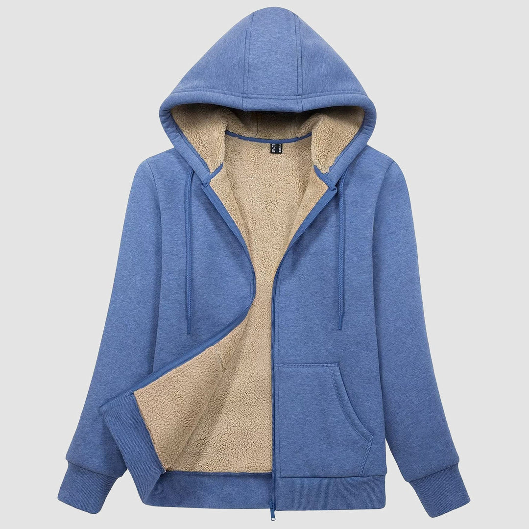 Sweat à Capuche Femme Doublé Sherpa Zippé avec Poches