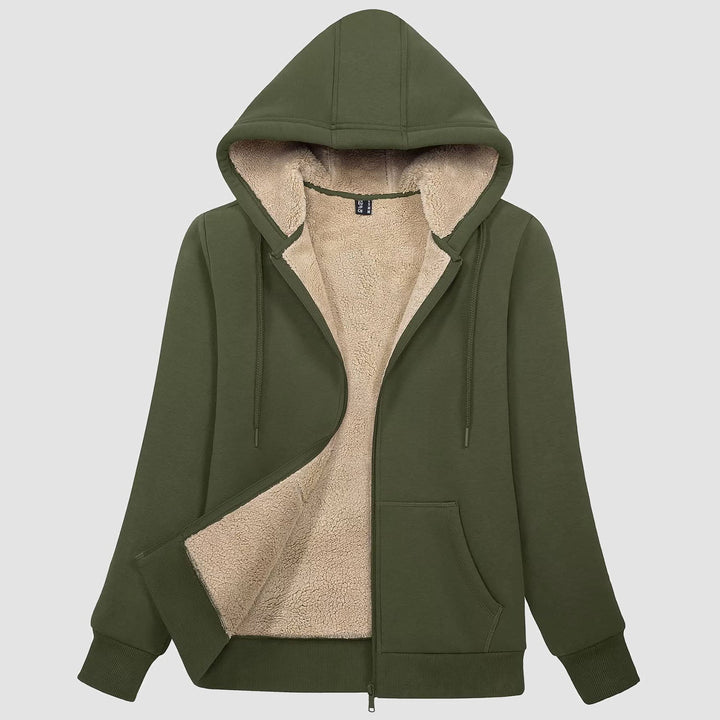 Sweat à Capuche Femme Doublé Sherpa Zippé avec Poches