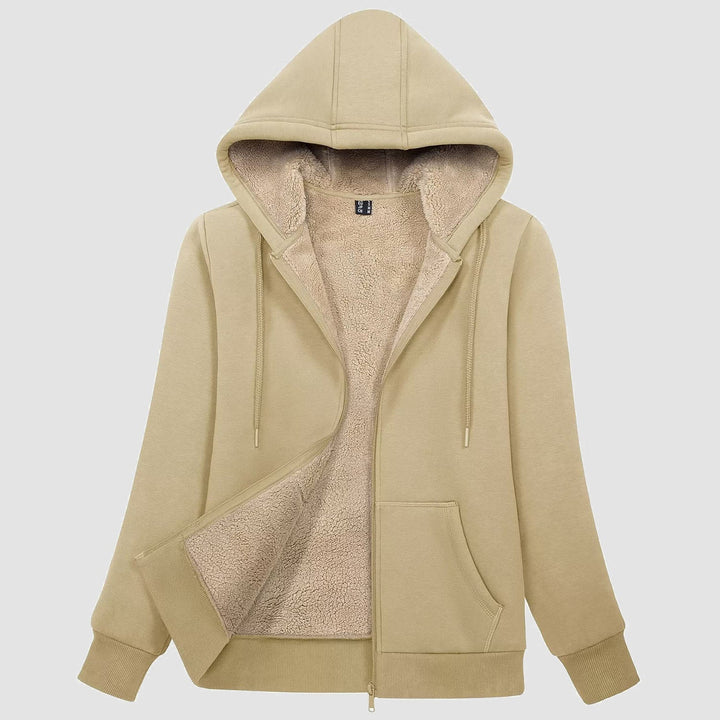 Sweat à Capuche Femme Doublé Sherpa Zippé avec Poches