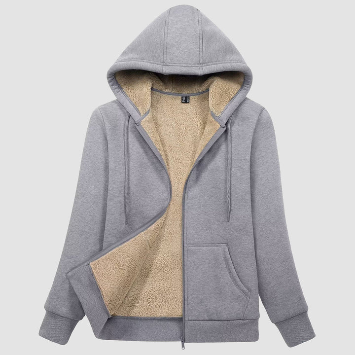 Sweat à Capuche Femme Doublé Sherpa Zippé avec Poches
