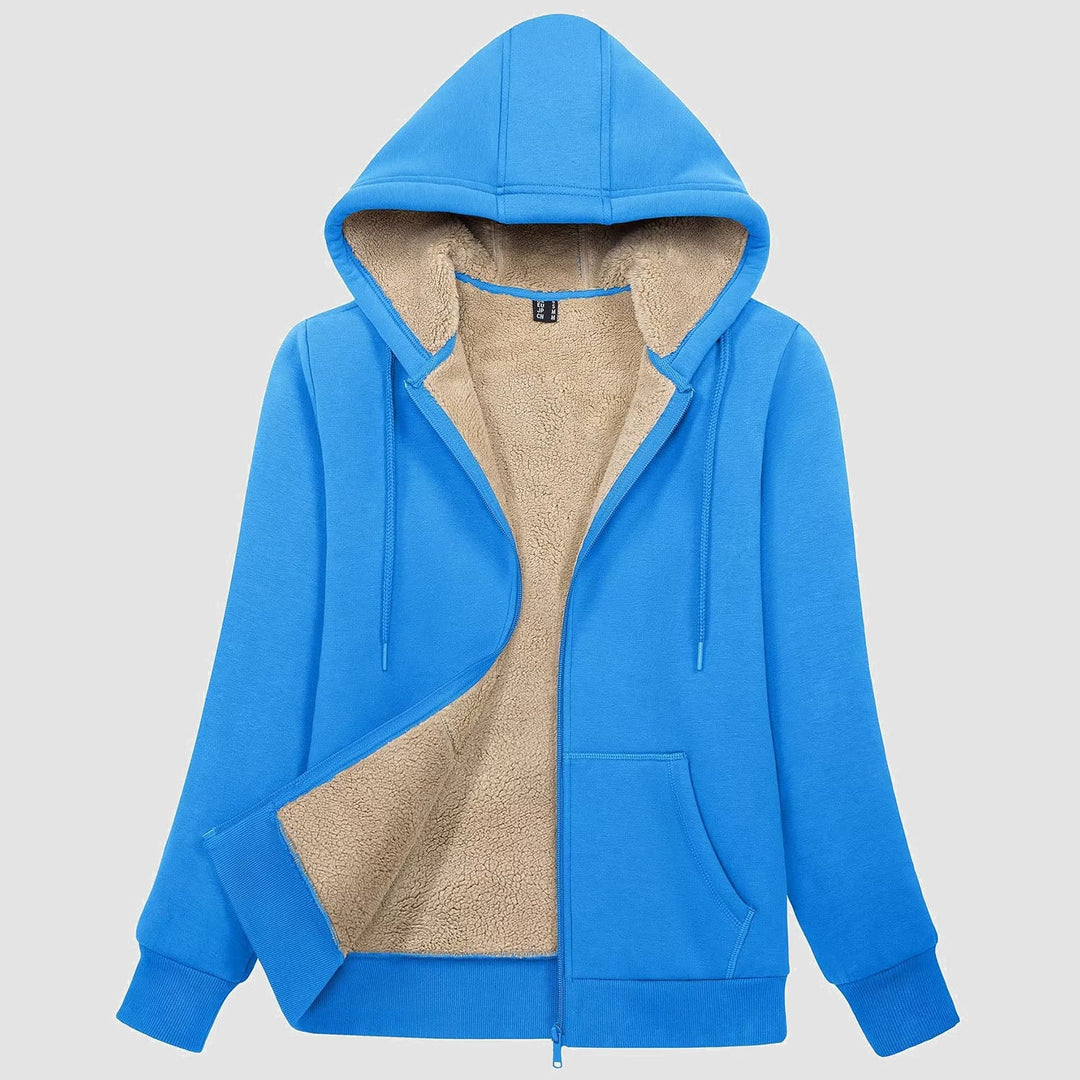 Sweat à Capuche Femme Doublé Sherpa Zippé avec Poches