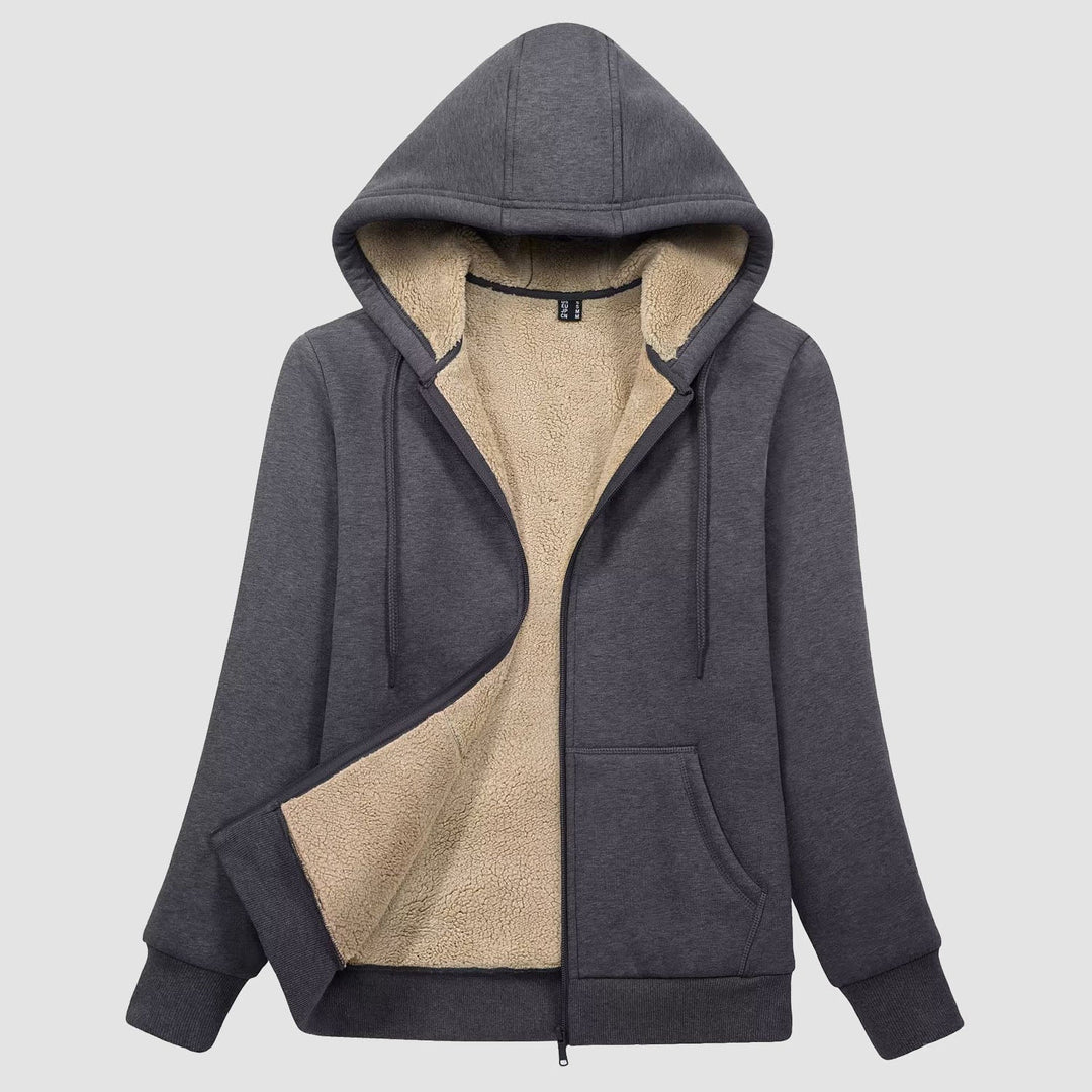 Sweat à Capuche Femme Doublé Sherpa Zippé avec Poches